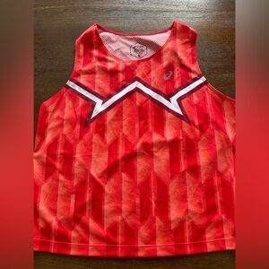 Asics Red and White Patterned Shirt